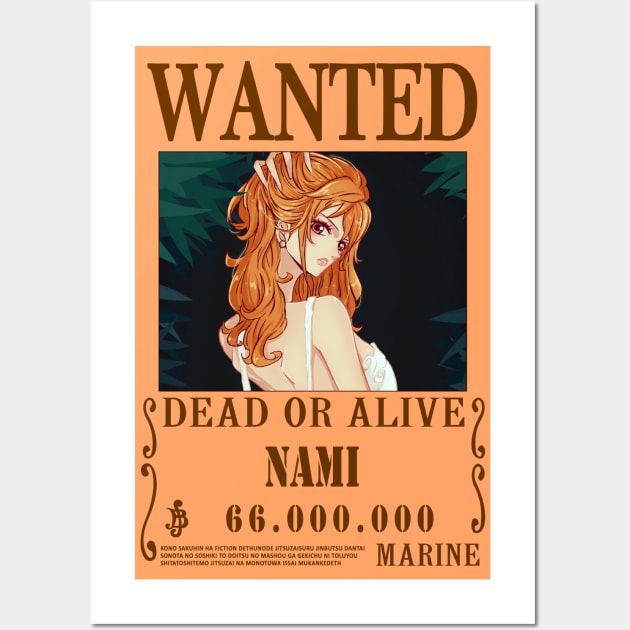 Nami One Piece Wanted Wall Art by Teedream